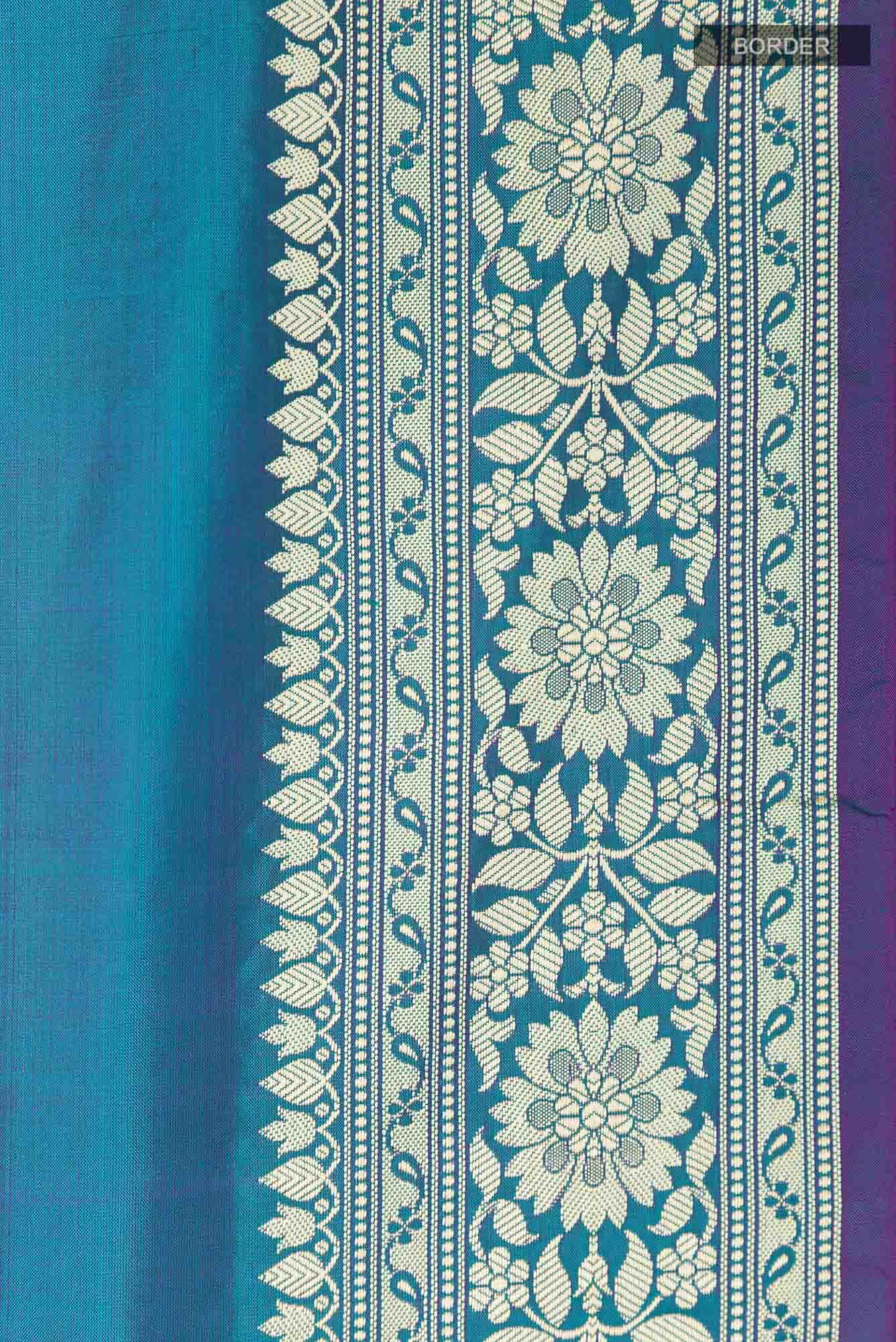 Teal Banarasi Katan Silk Saree