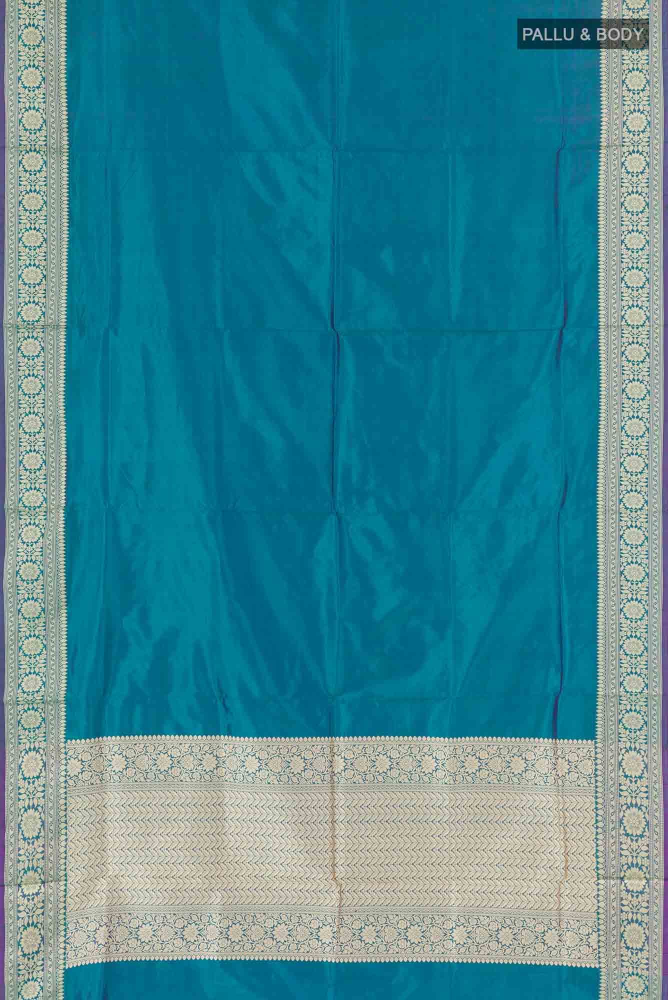 Teal Banarasi Katan Silk Saree