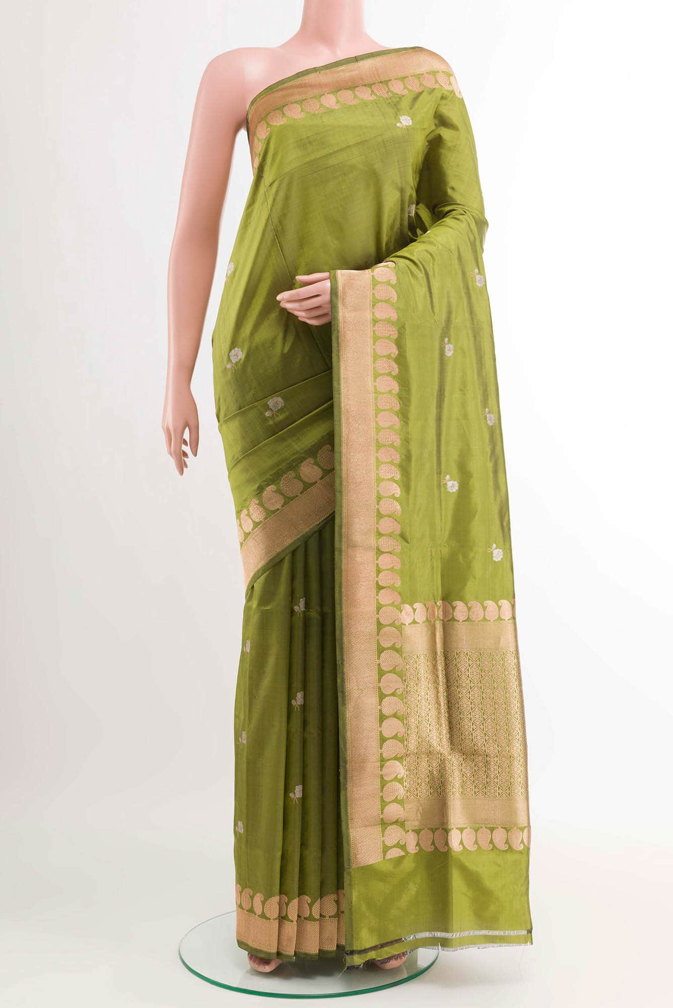 Green Banarasi Katan Silk Saree