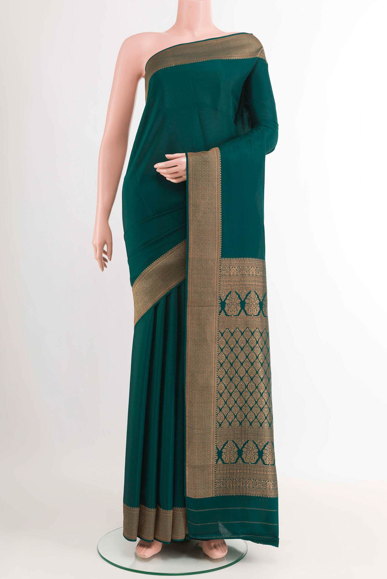 Green Crepe Saree