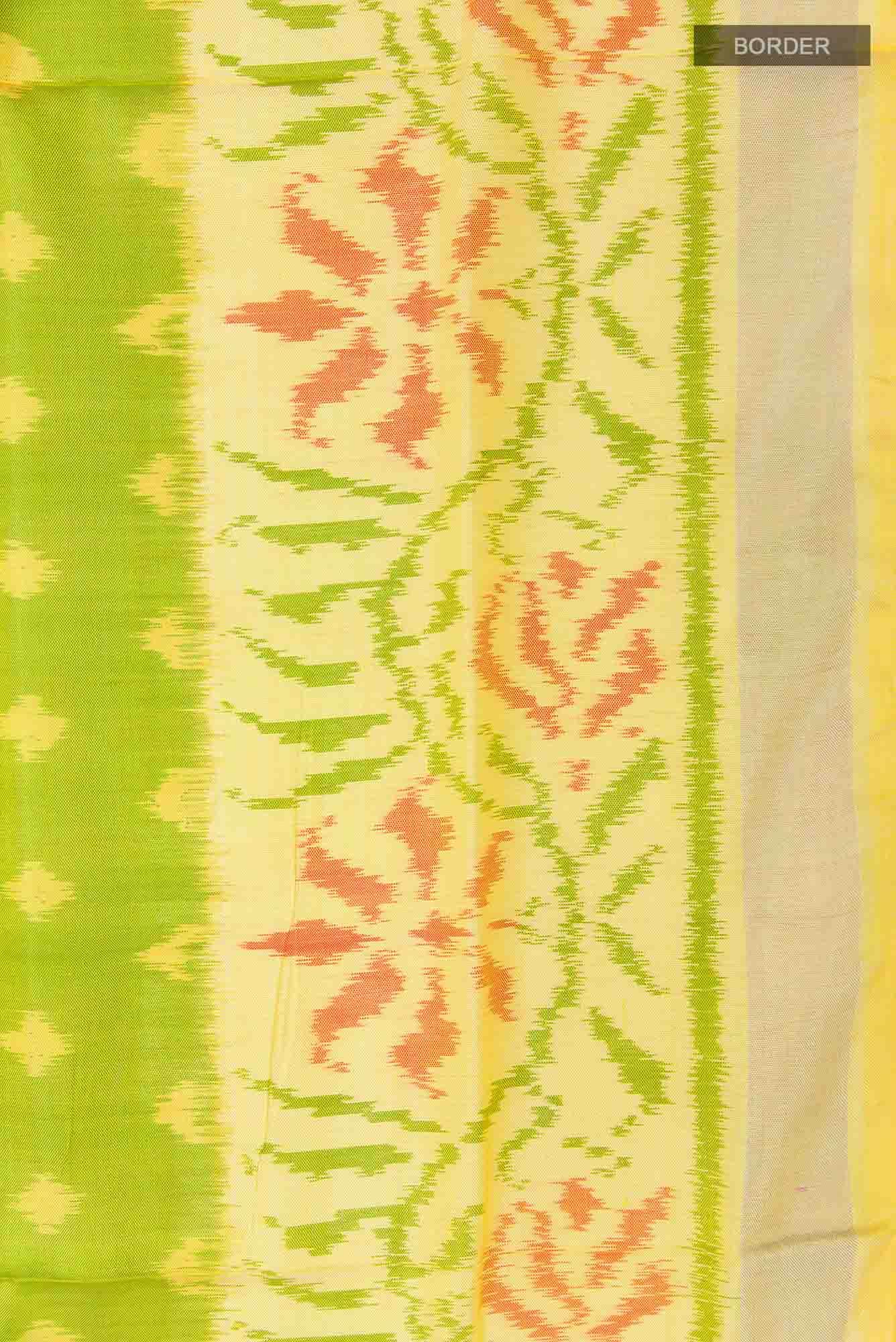Parrot Green Rajkot Patola Silk Saree