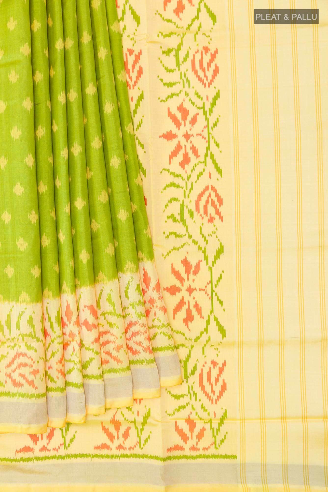 Parrot Green Rajkot Patola Silk Saree