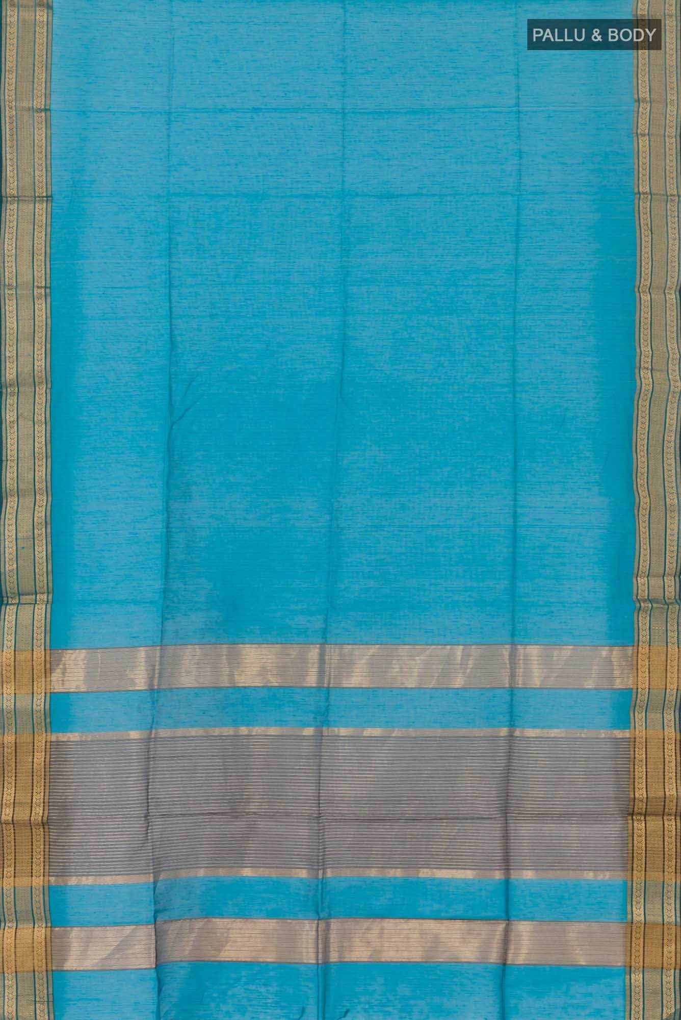 Blue Blended Maheshwari Silk Cotton Saree
