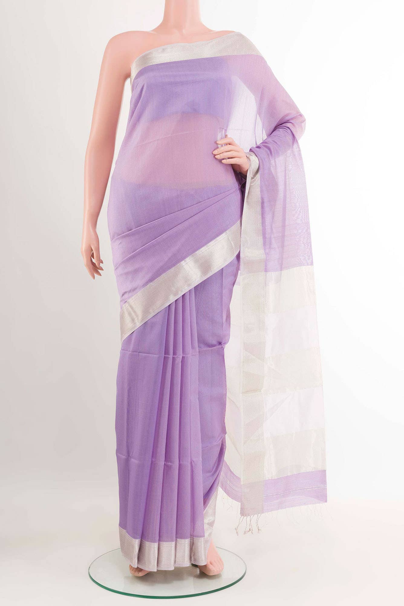 Lavender Blended Maheshwari Silk Cotton Saree