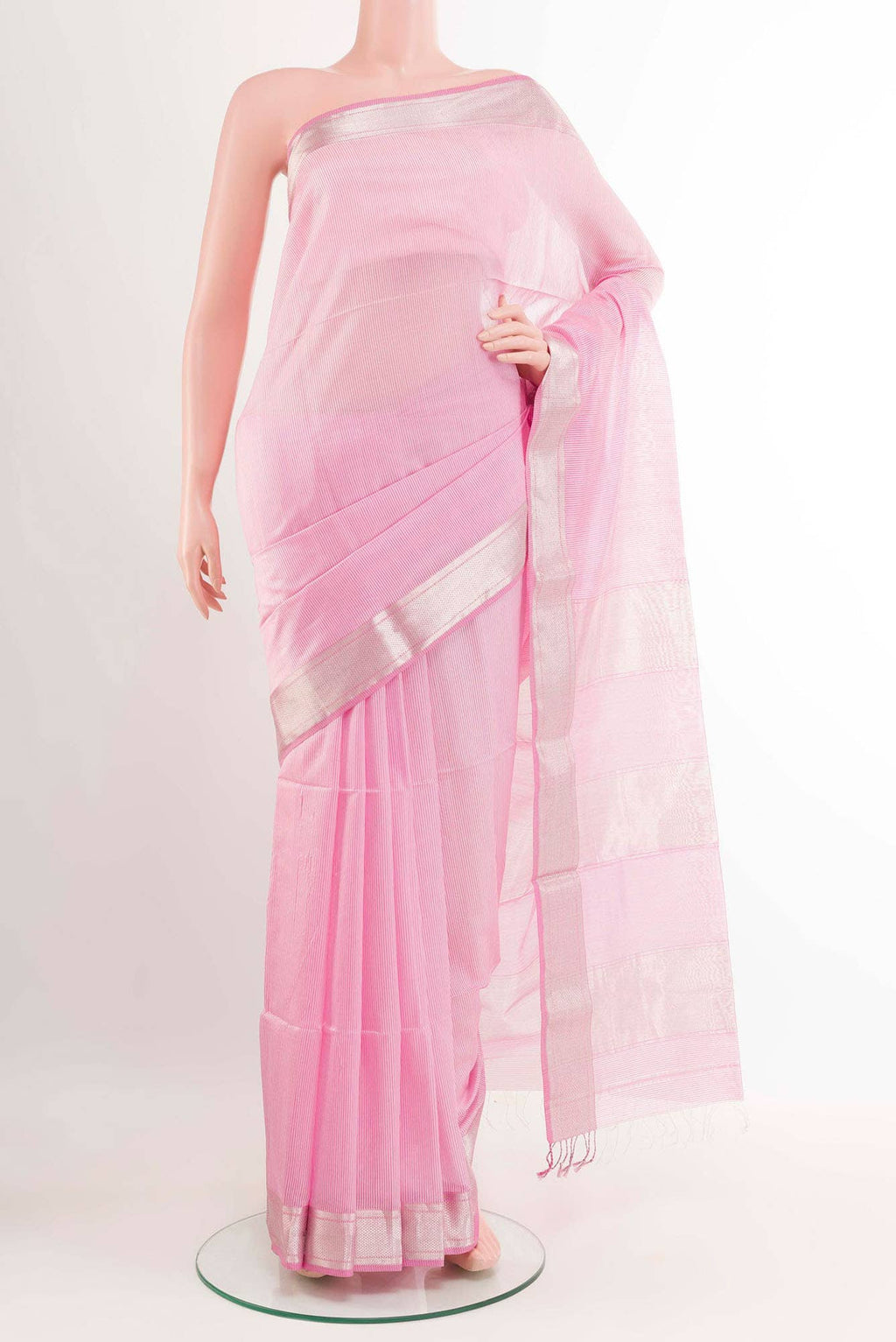 Pink Blended Maheshwari Silk Cotton Saree