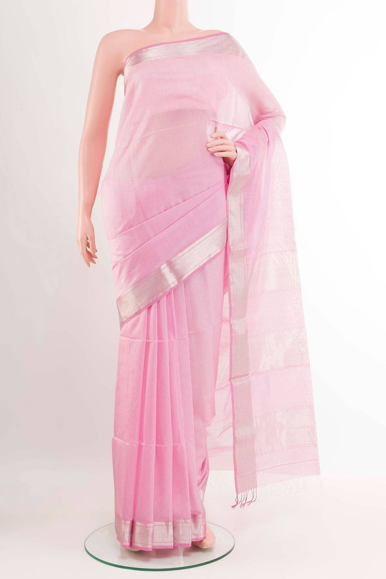 Pink Blended Maheshwari Silk Cotton Saree