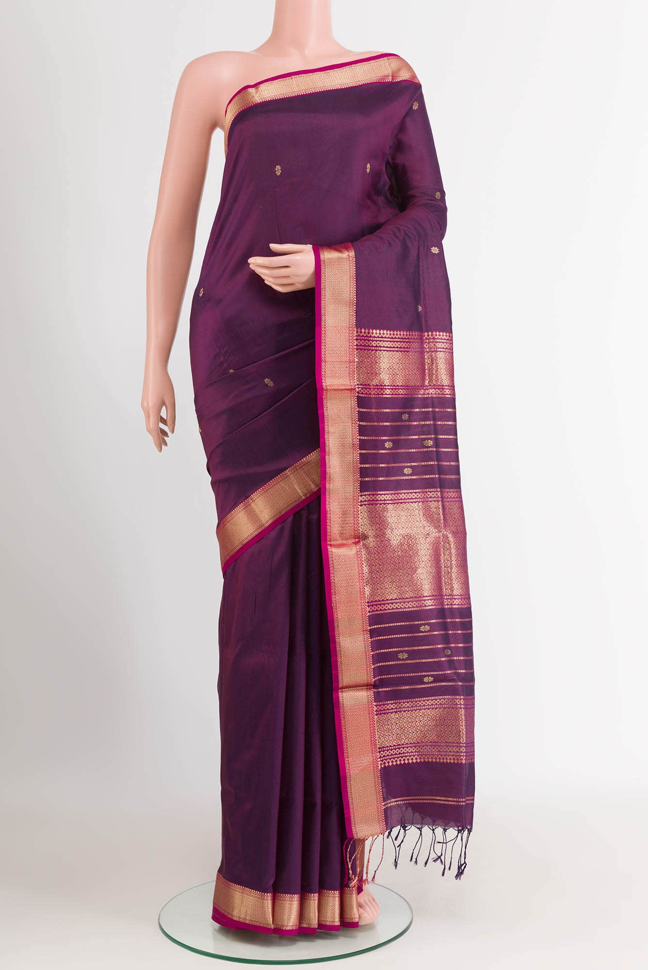 Purple Maheshwari Silk Saree