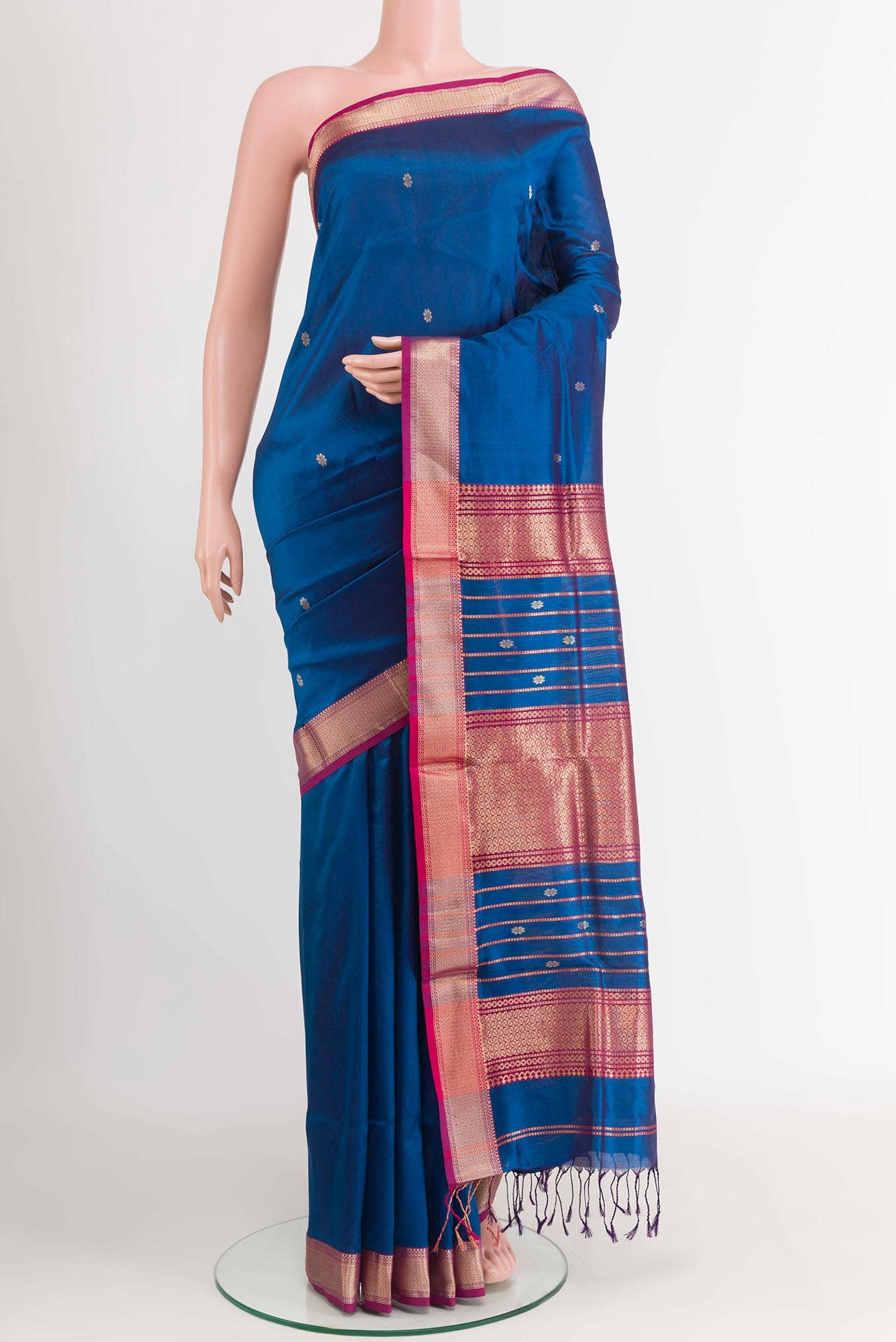 Royal Blue Maheshwari Silk Saree
