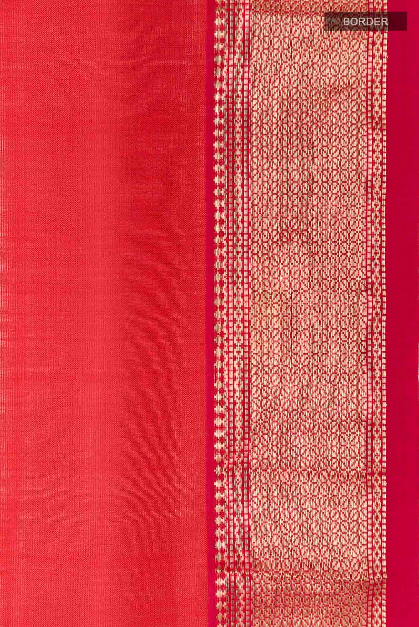 Red Maheshwari Silk Saree