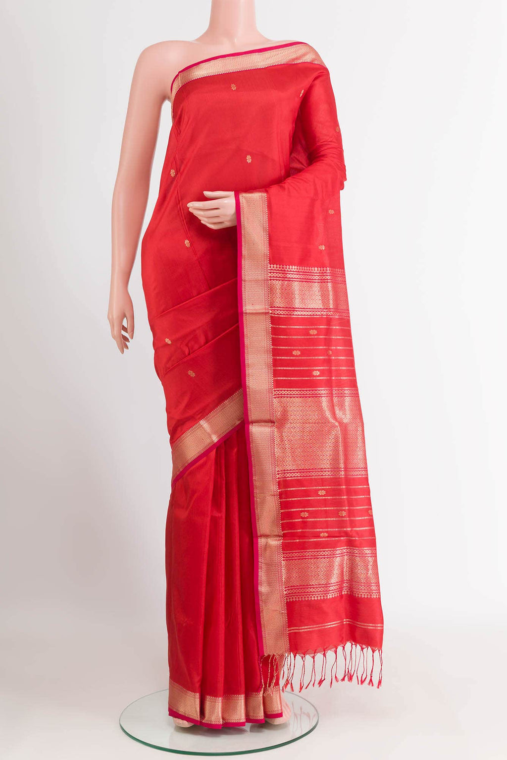 Red Maheshwari Silk Saree