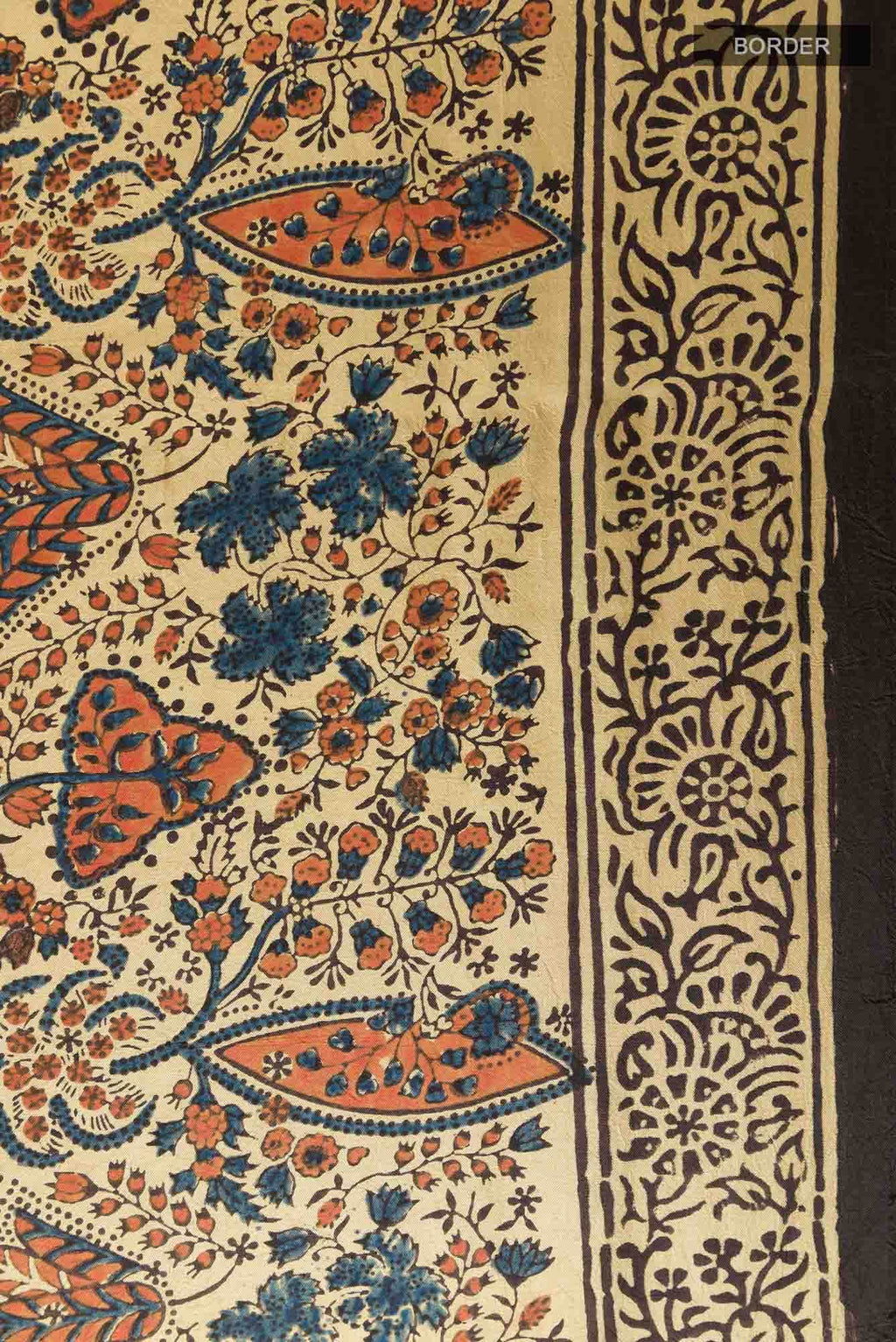 Beige Printed Silk Saree