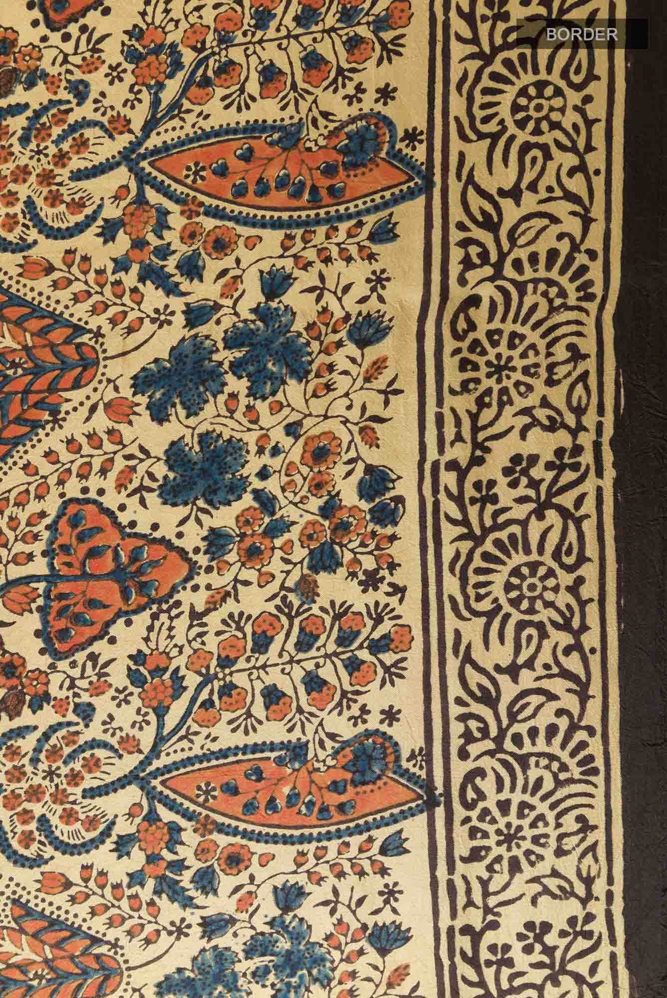 Beige Printed Silk Saree