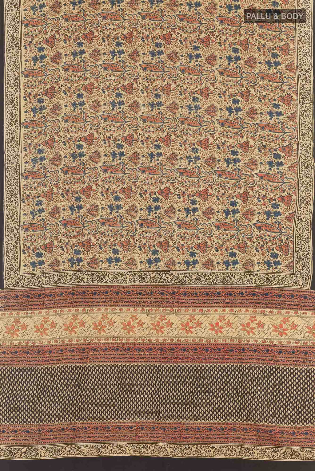 Beige Printed Silk Saree