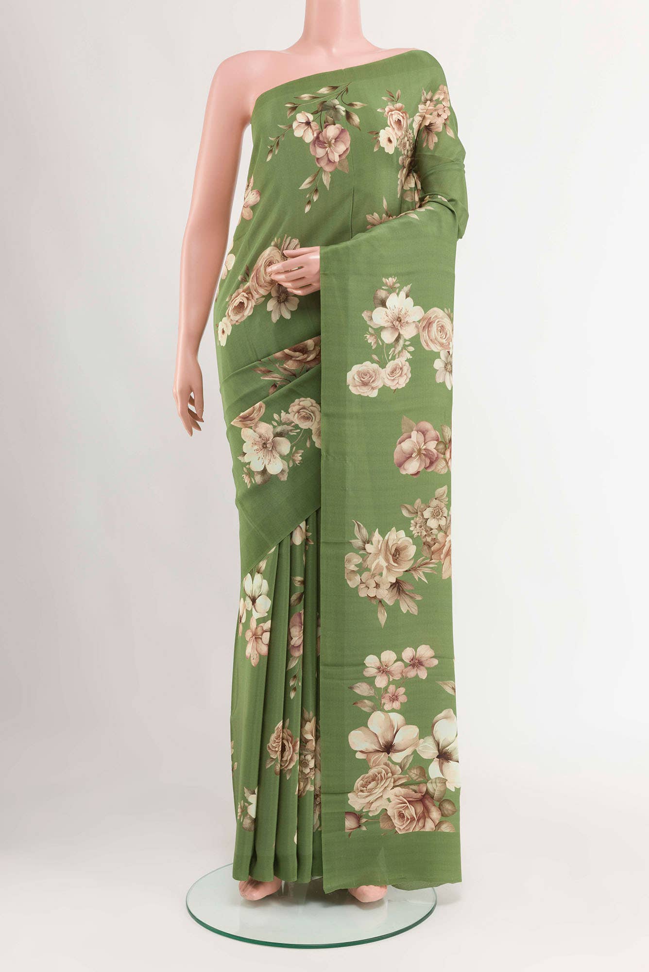 Green Crepe Saree