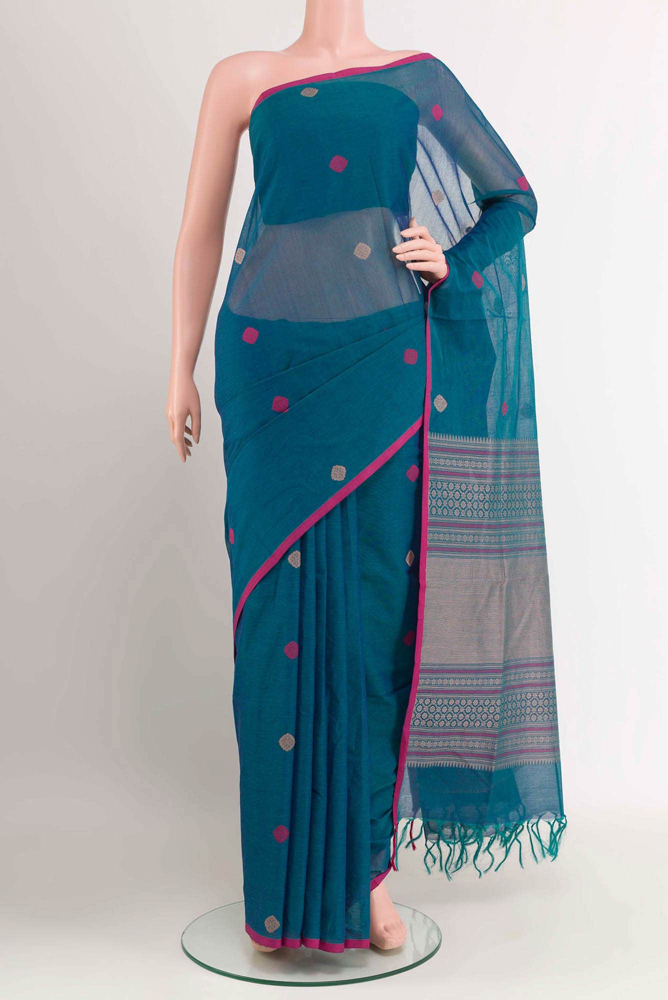 Blue Coimbatore Cotton Saree