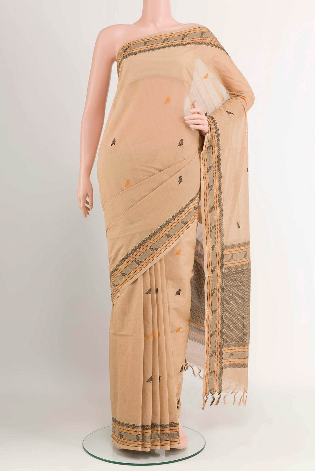 Dark Beige Coimbatore Cotton Saree