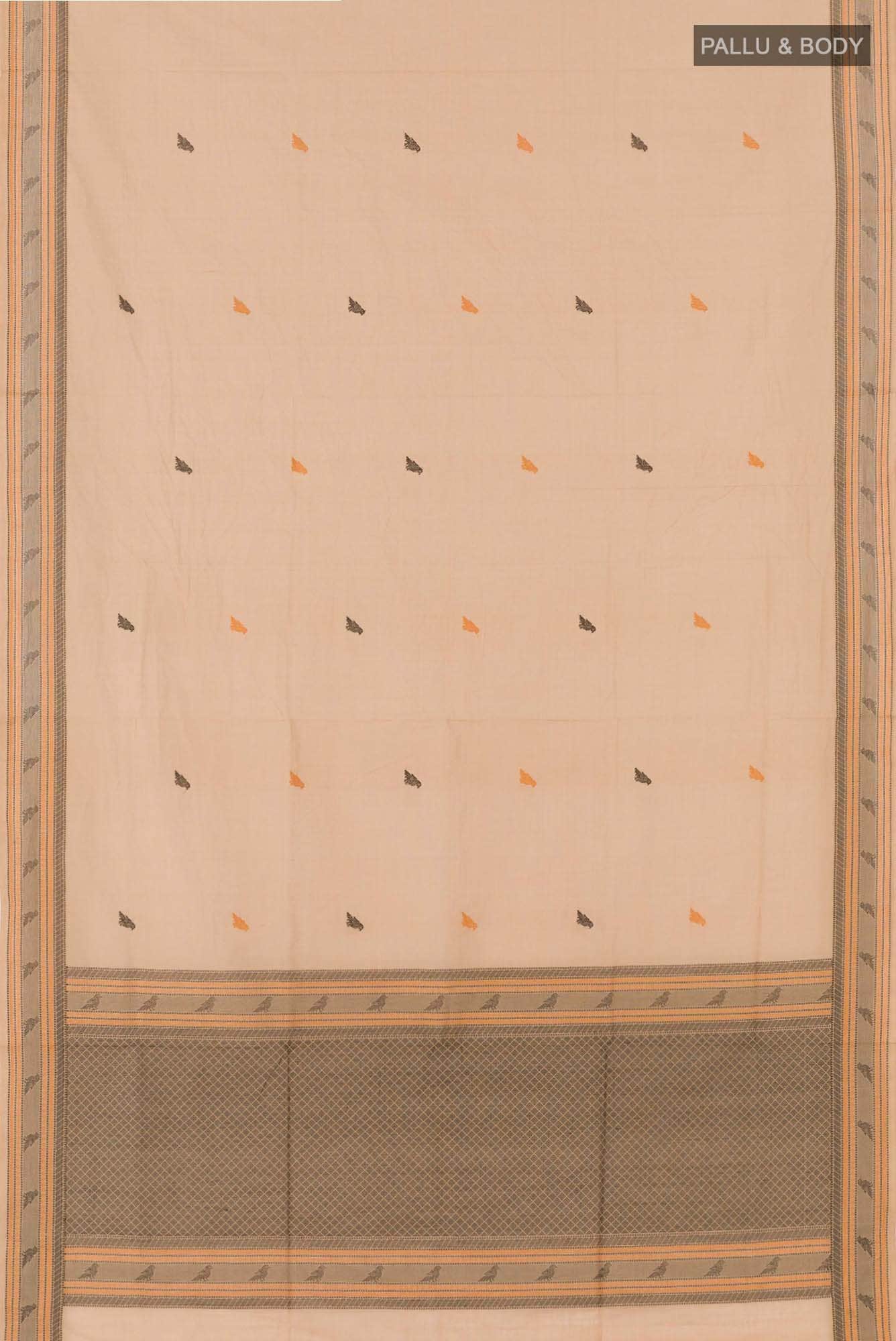 Dark Beige Coimbatore Cotton Saree