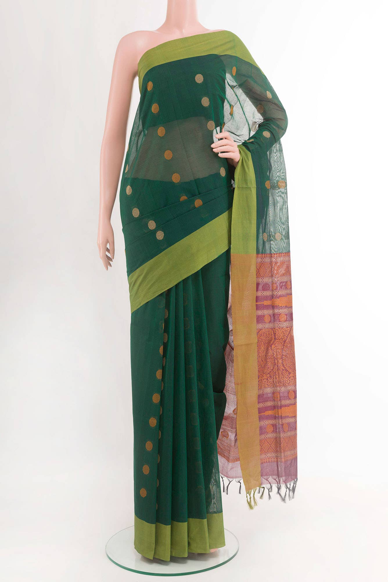 Green Coimbatore Cotton Saree