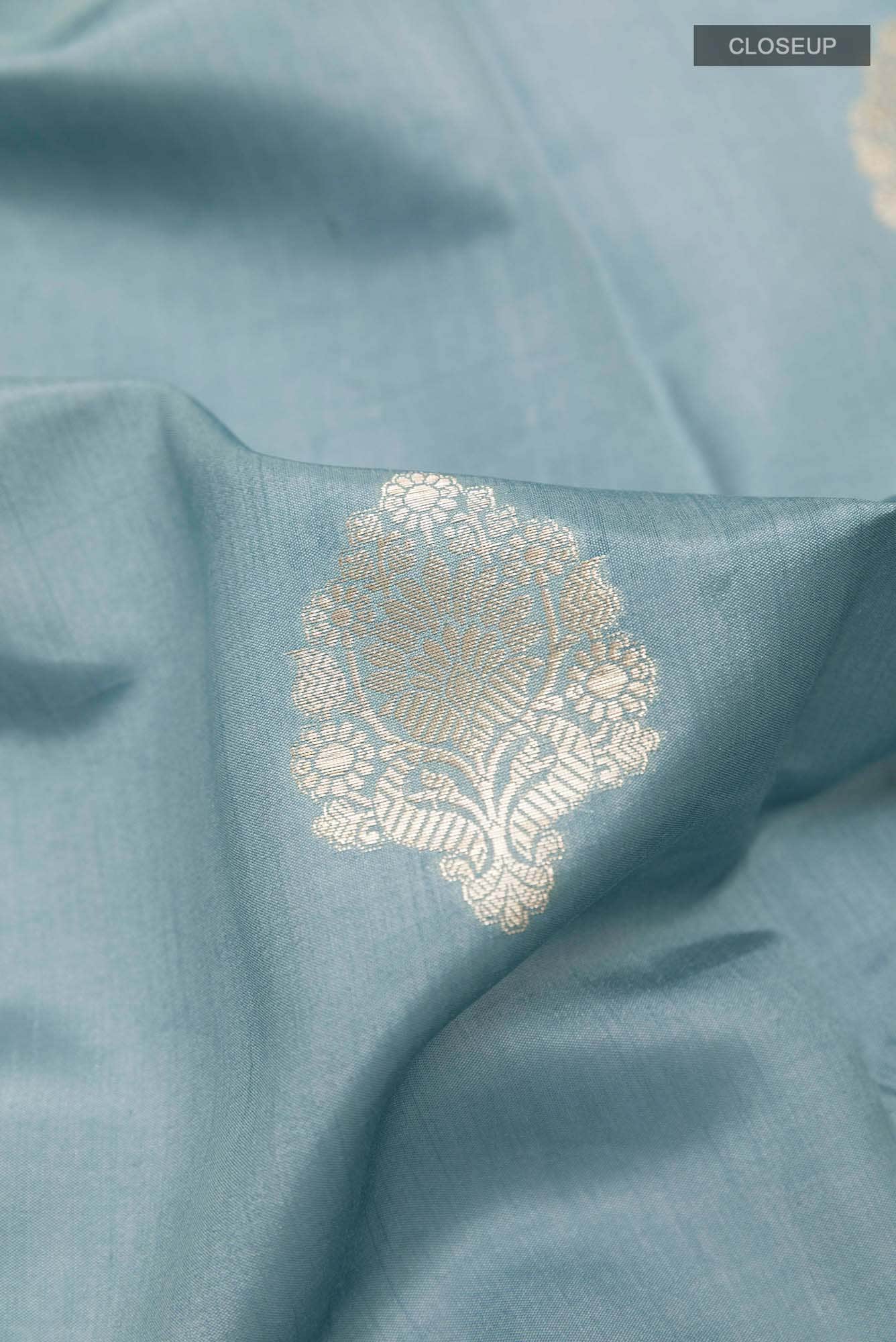 Blue Grey Tussar Silk Saree