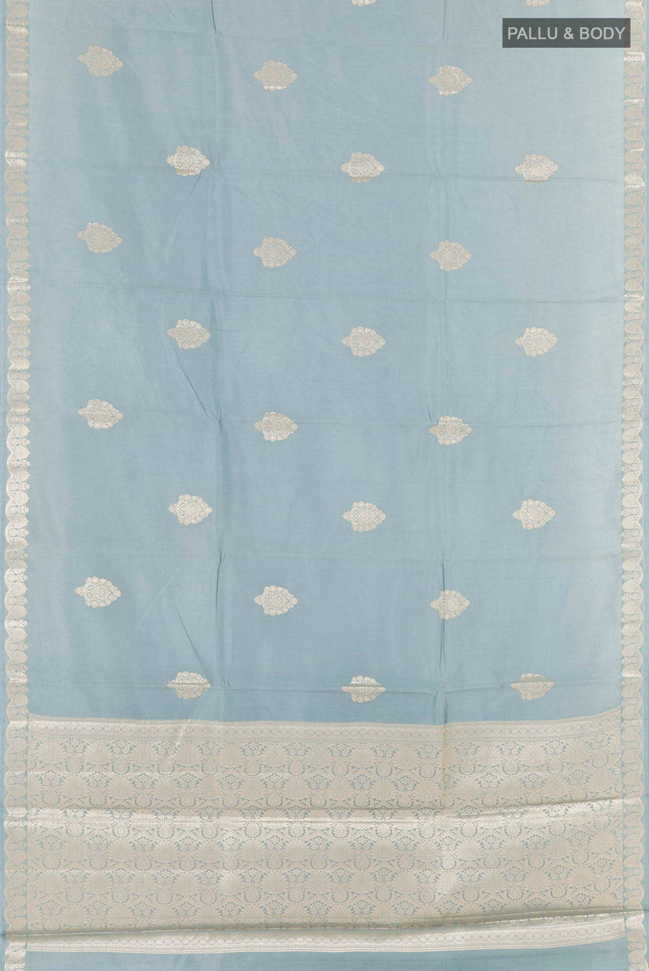 Blue Grey Tussar Silk Saree