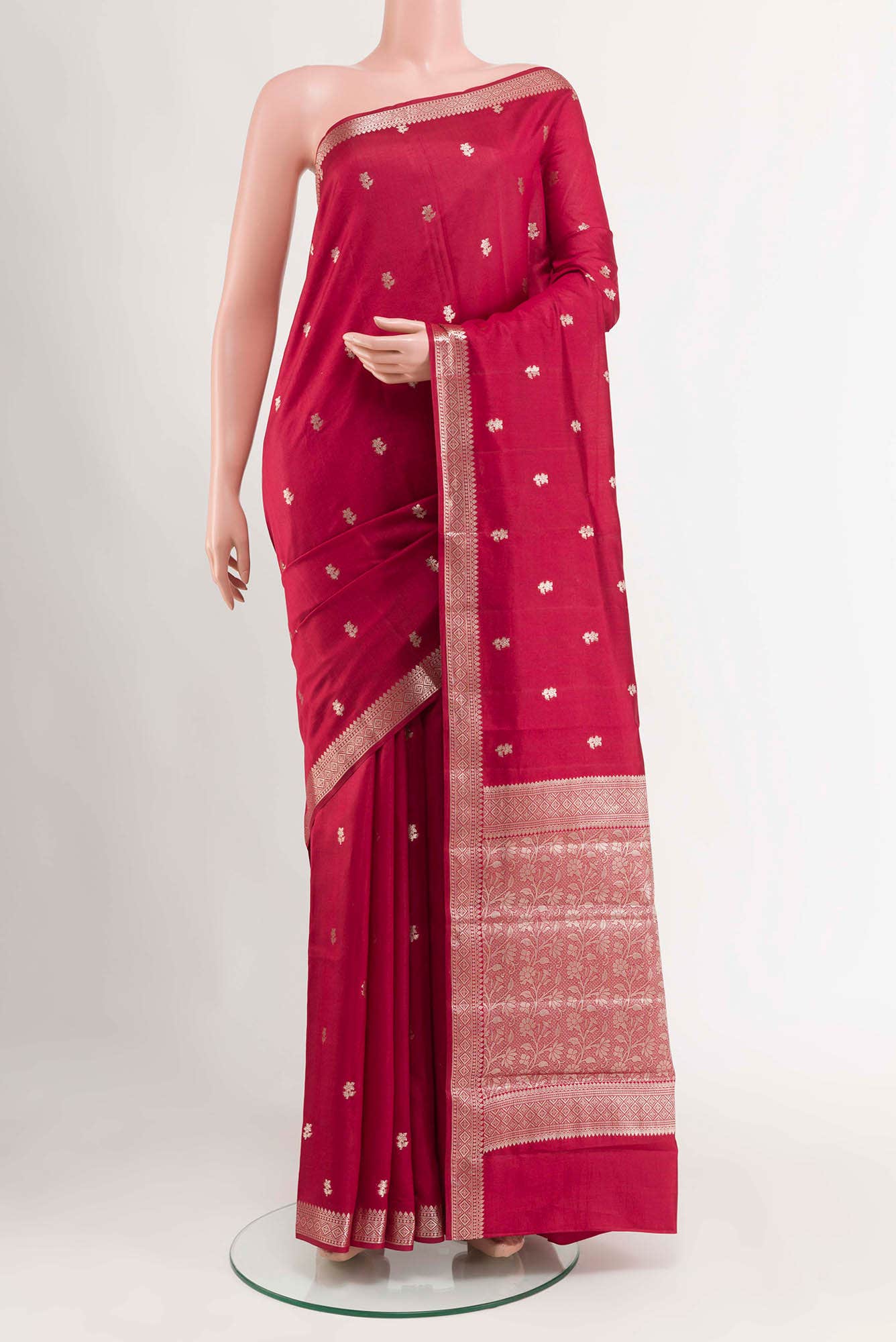 Maroon Tussar Silk Saree