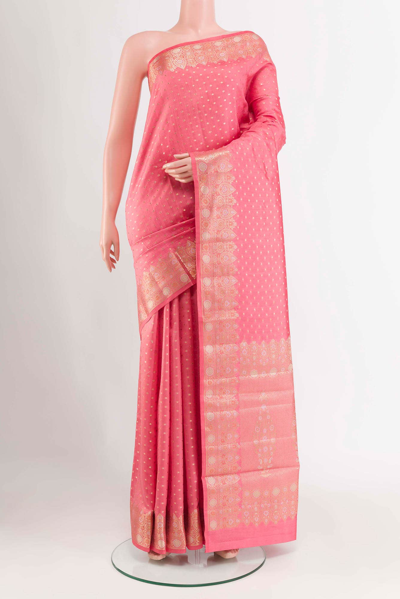 Peach Tussar Saree