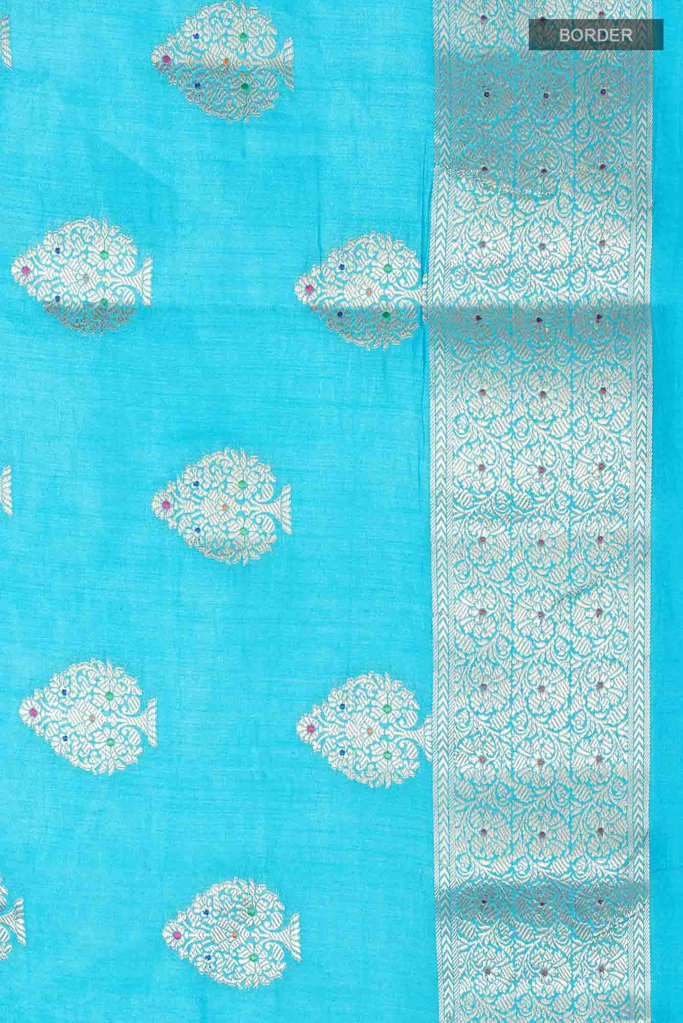 Blue Banarasi Raw Silk Saree