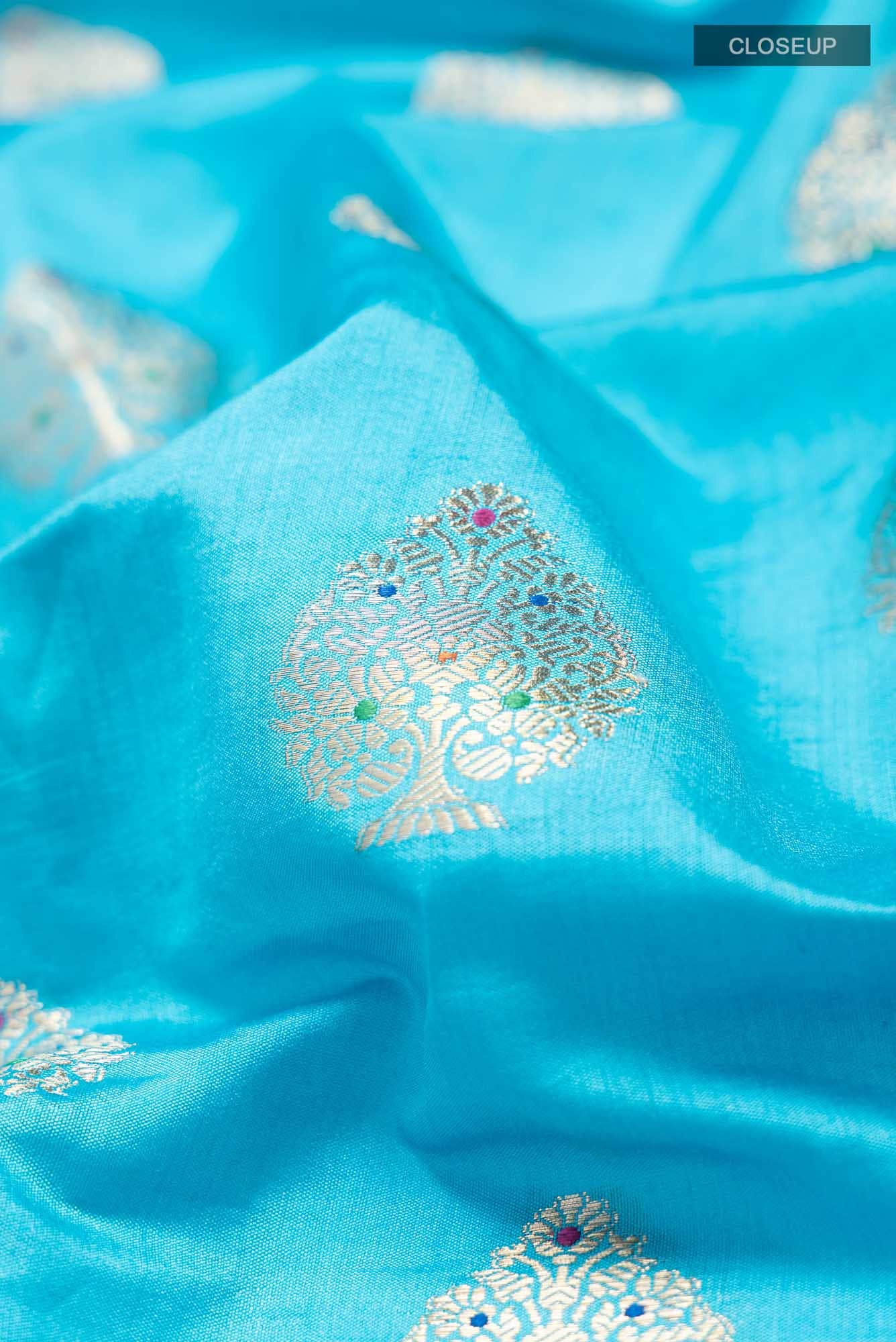 Blue Banarasi Raw Silk Saree