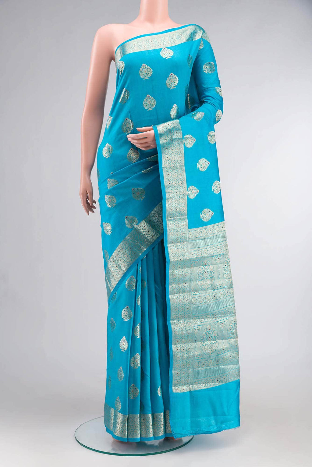 Blue Banarasi Raw Silk Saree