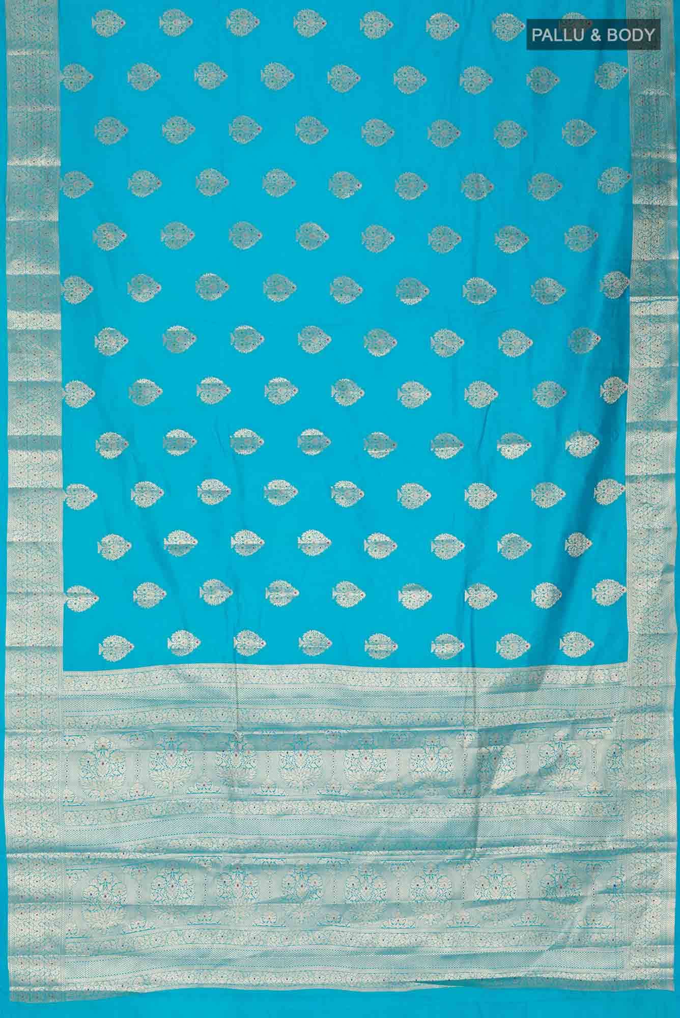 Blue Banarasi Raw Silk Saree