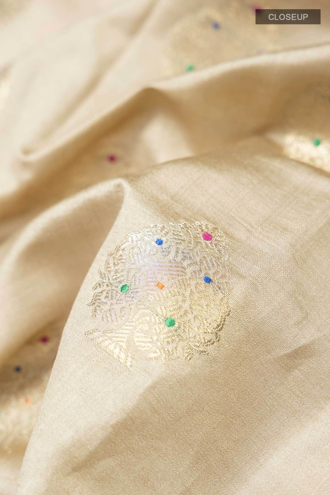 Beige Banarasi Raw Silk Saree