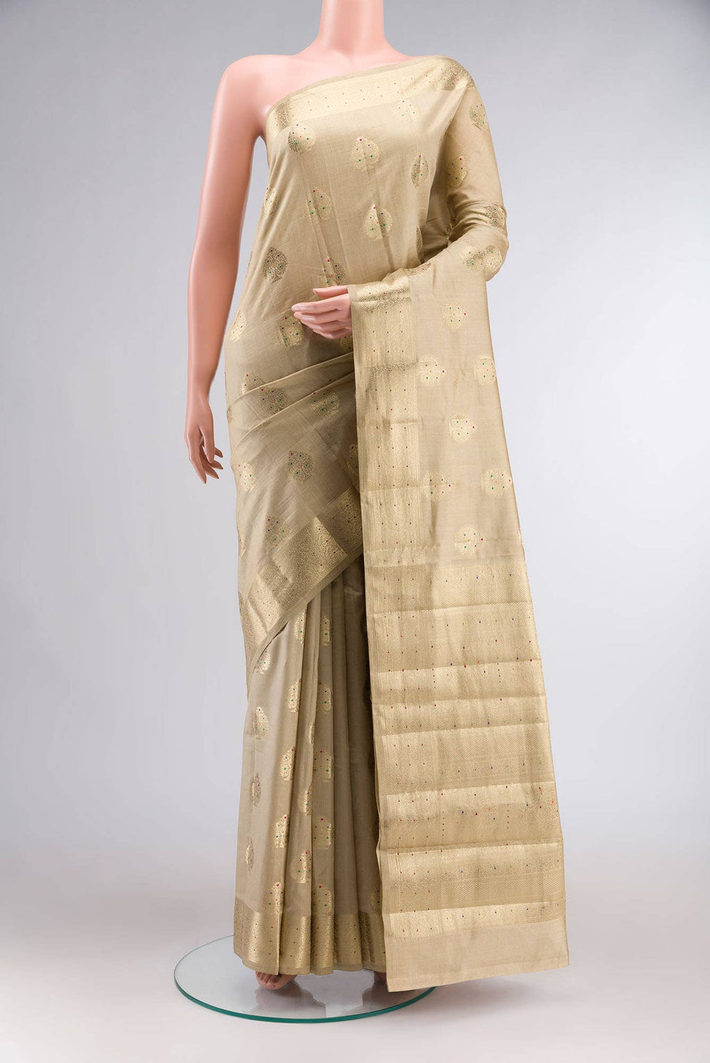 Beige Banarasi Raw Silk Saree