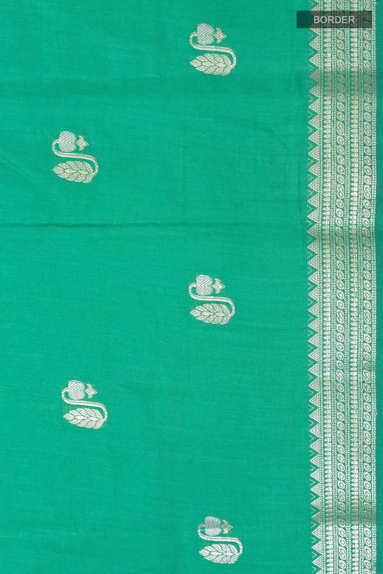 Green Banarasi Raw Silk Saree