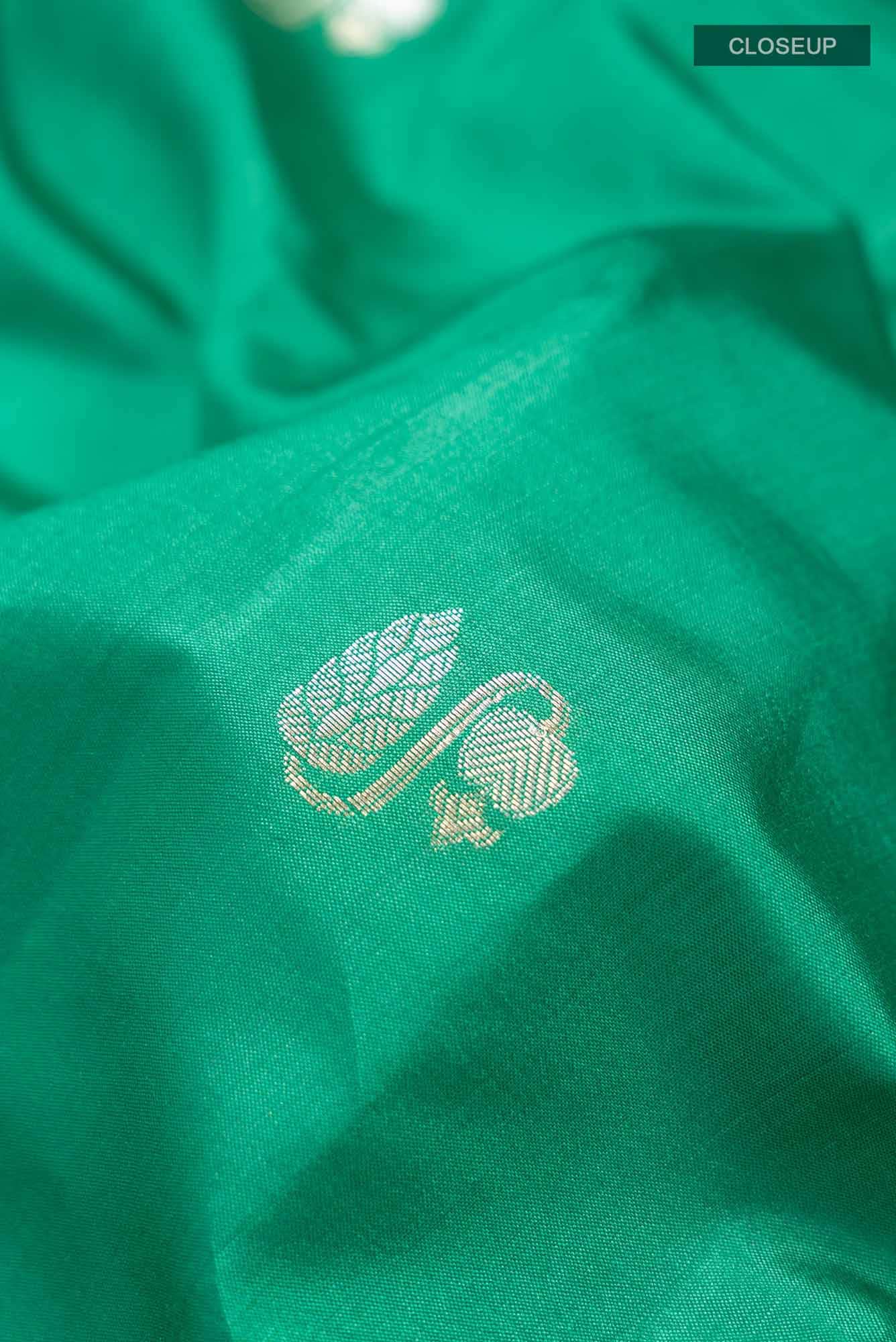 Green Banarasi Raw Silk Saree