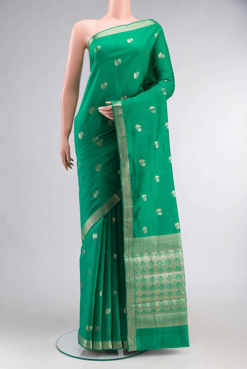 Green Banarasi Raw Silk Saree