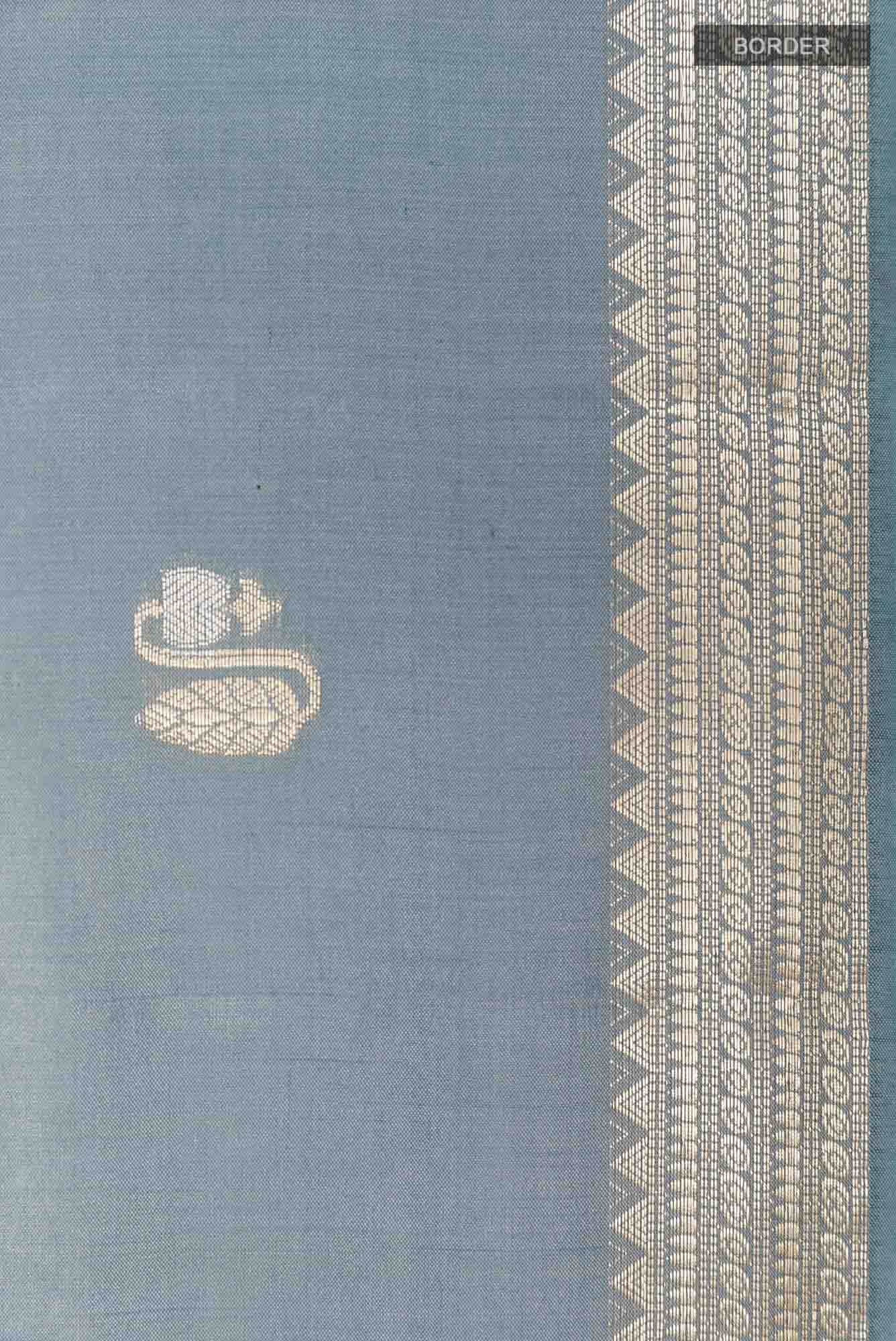 Blue Grey Tussar Saree