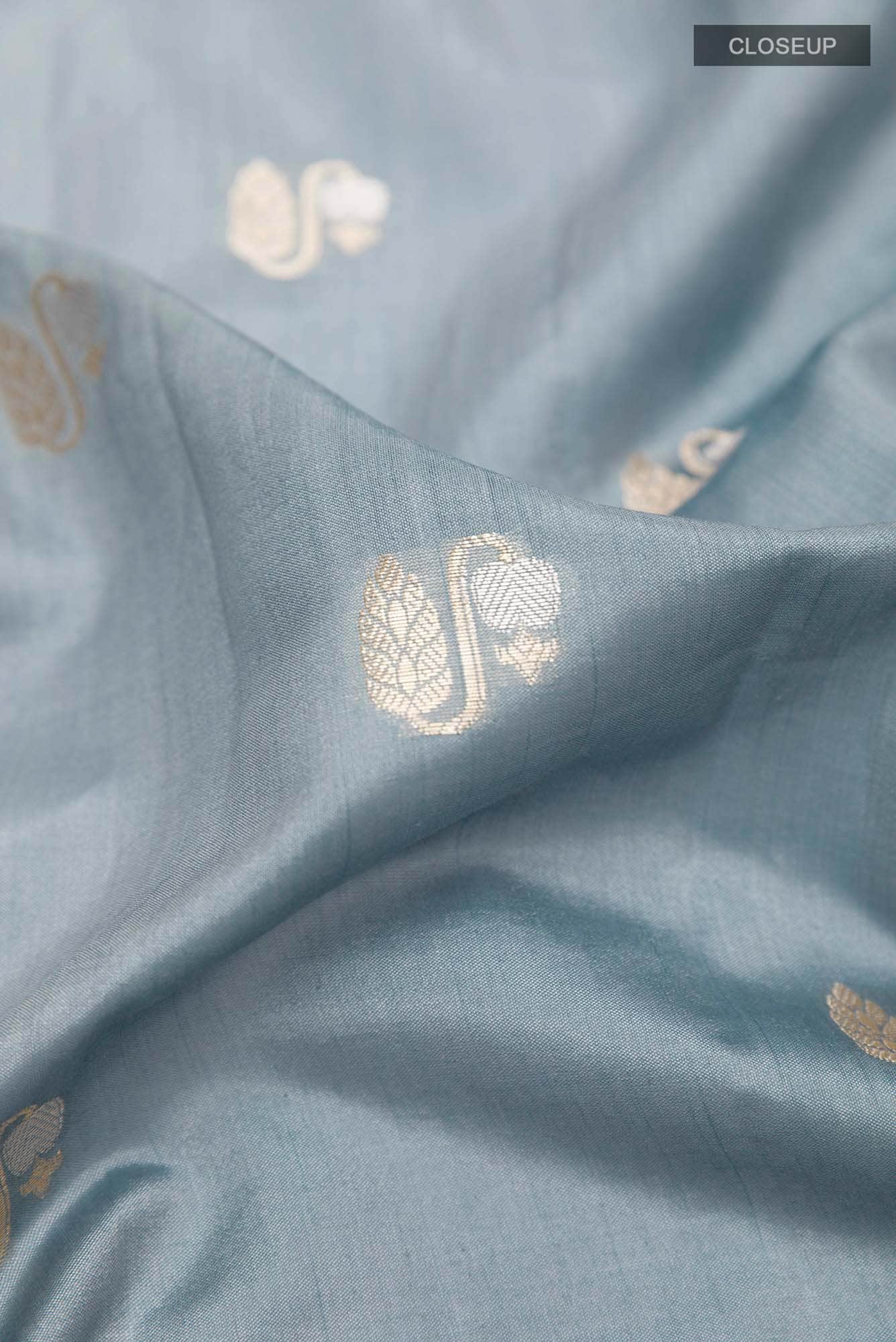 Blue Grey Tussar Saree