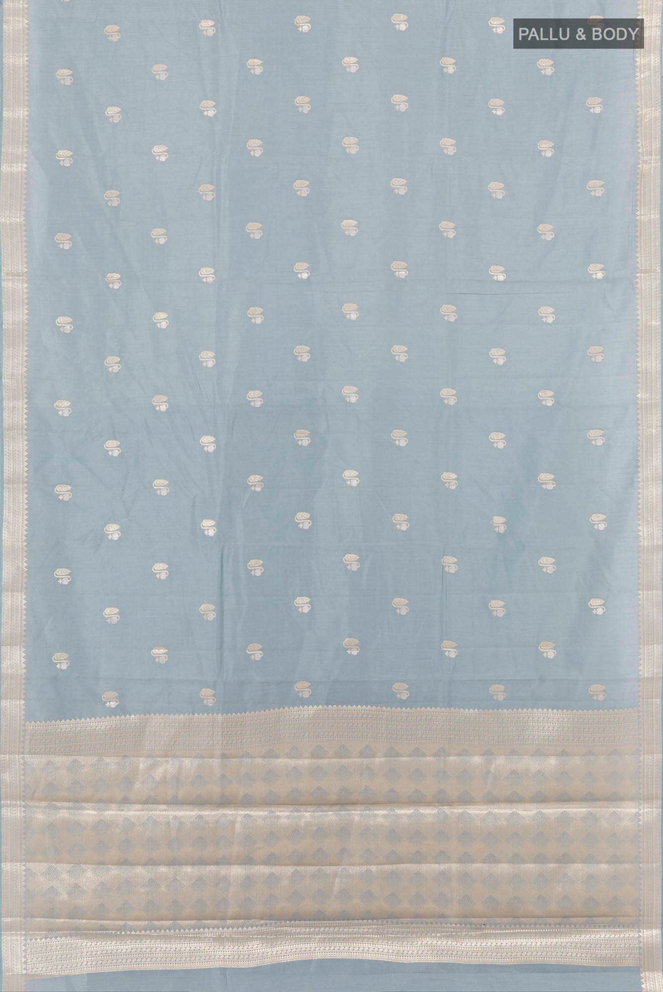 Blue Grey Tussar Saree