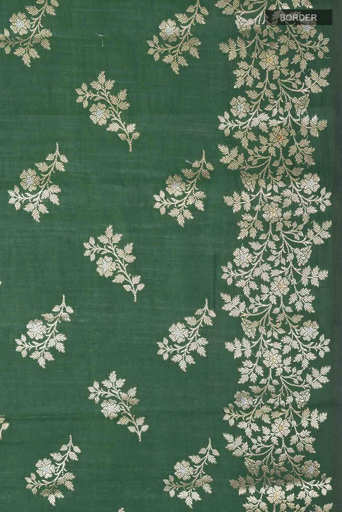Green Banarasi Raw Silk Saree