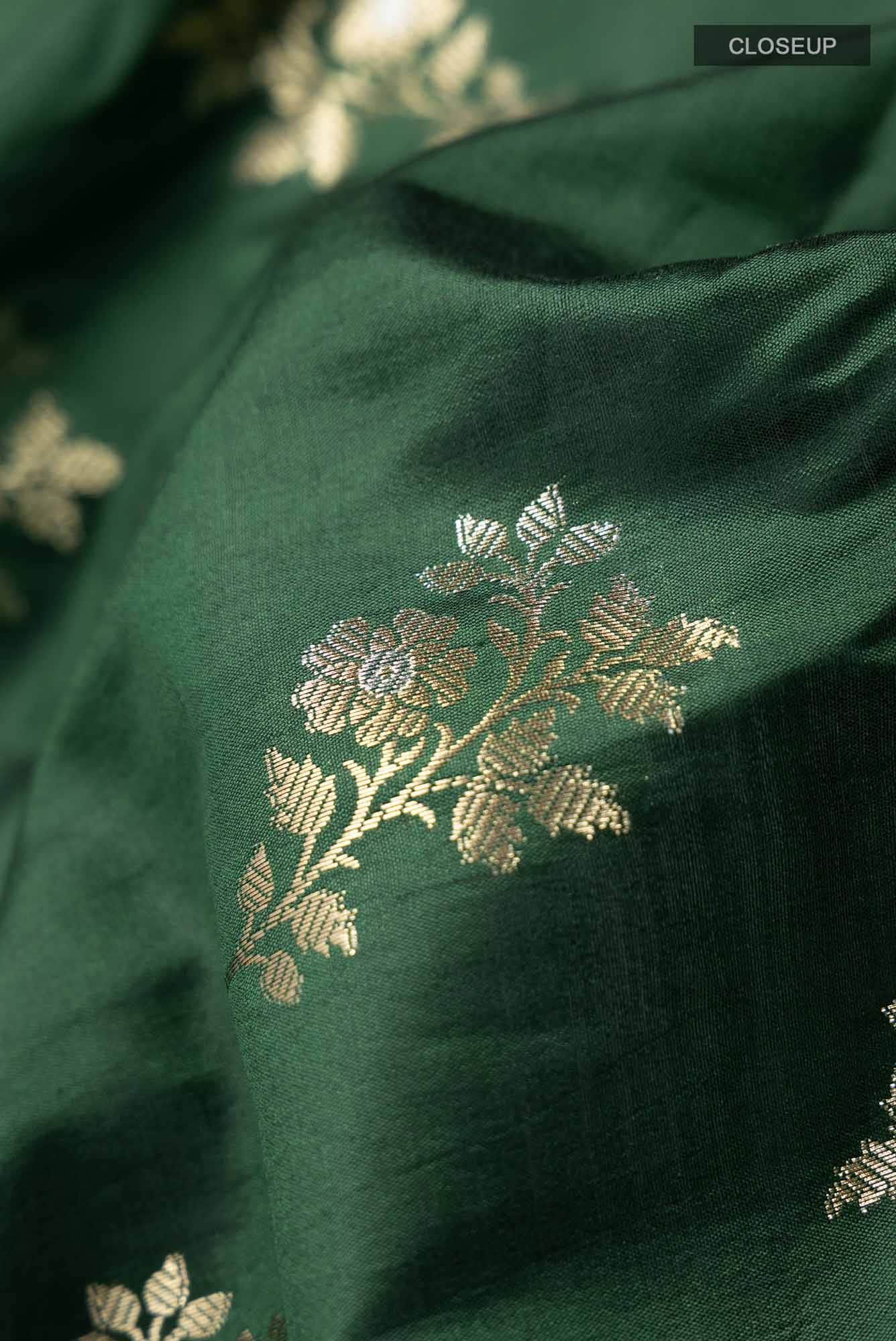 Green Banarasi Raw Silk Saree