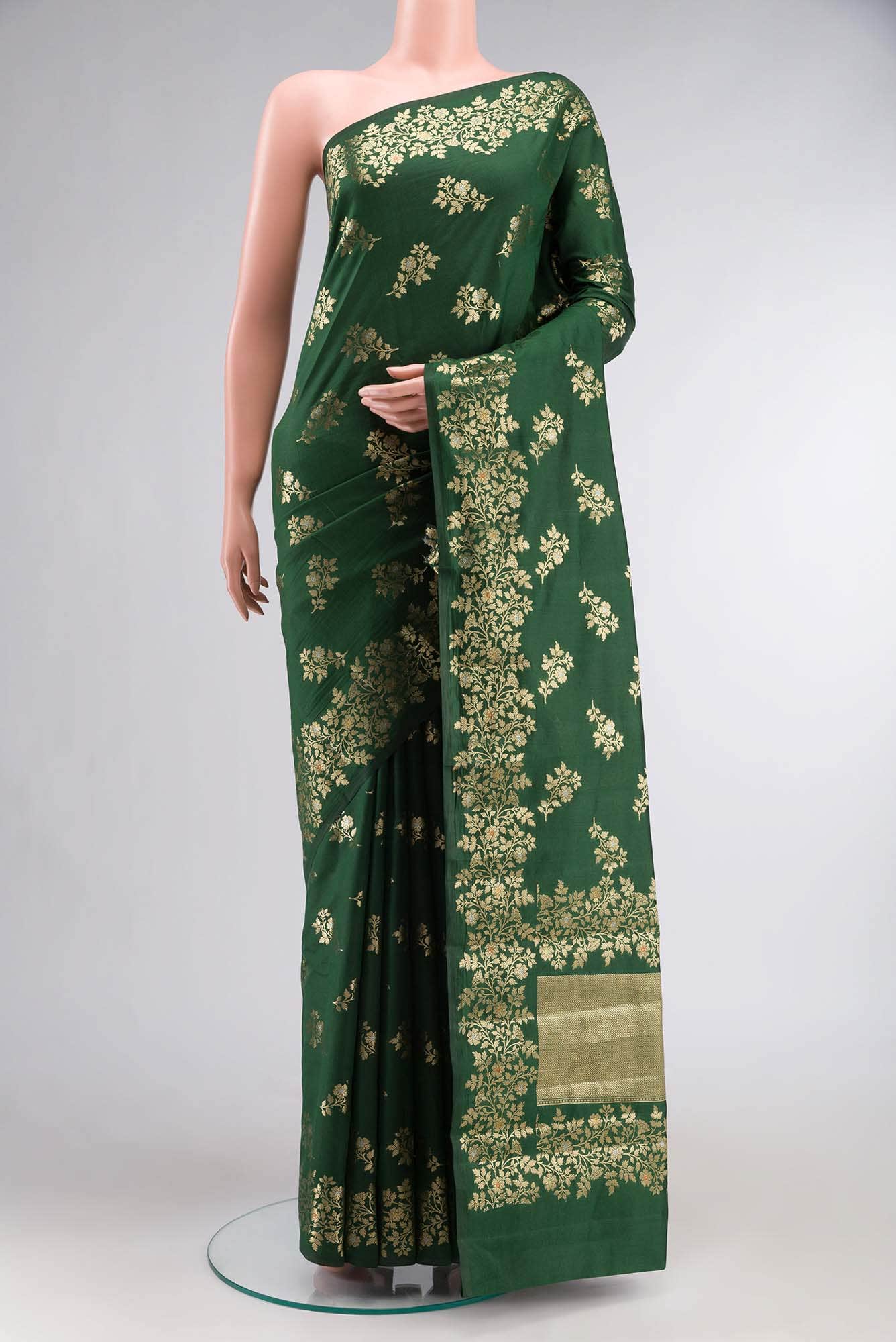 Green Banarasi Raw Silk Saree