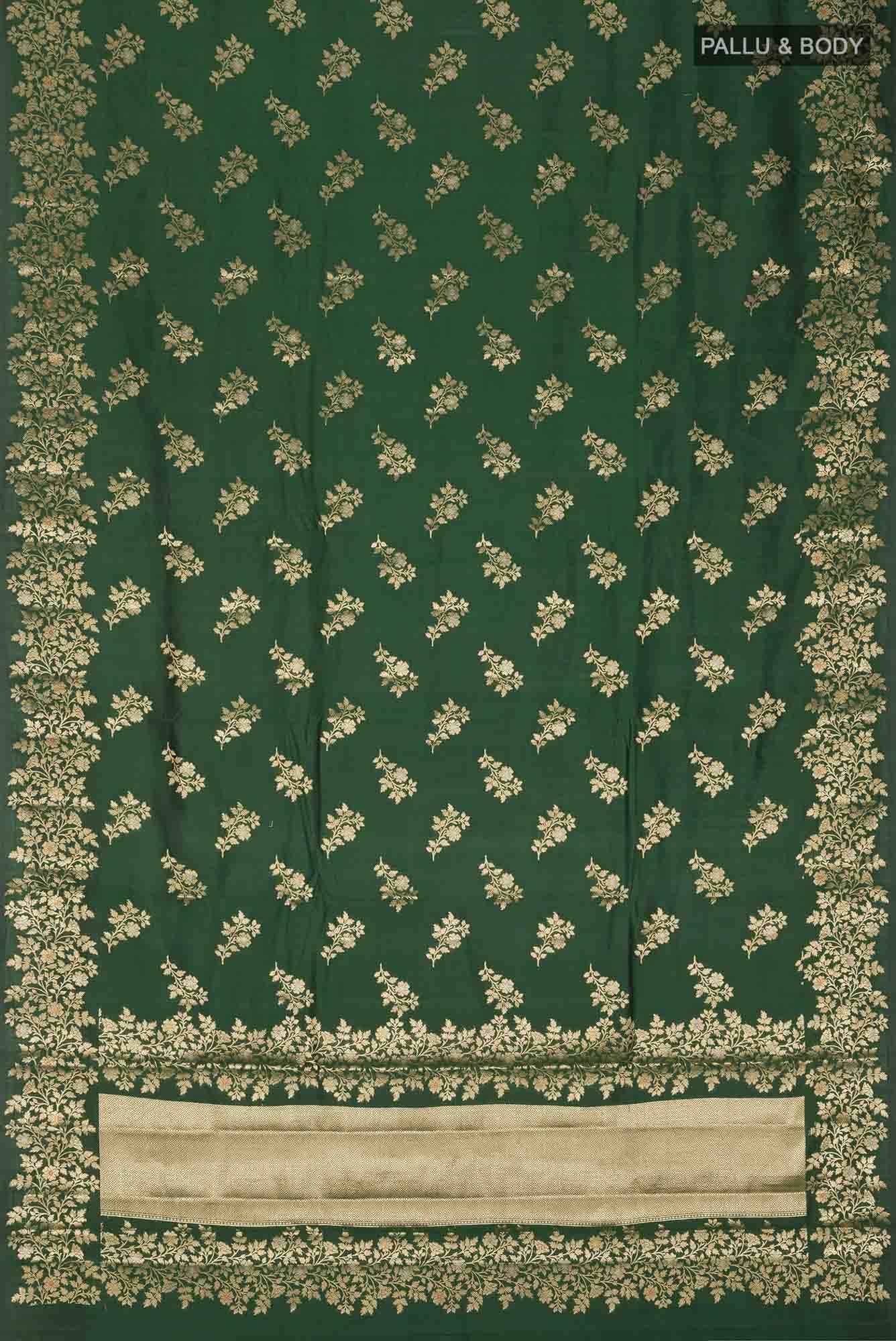 Green Banarasi Raw Silk Saree