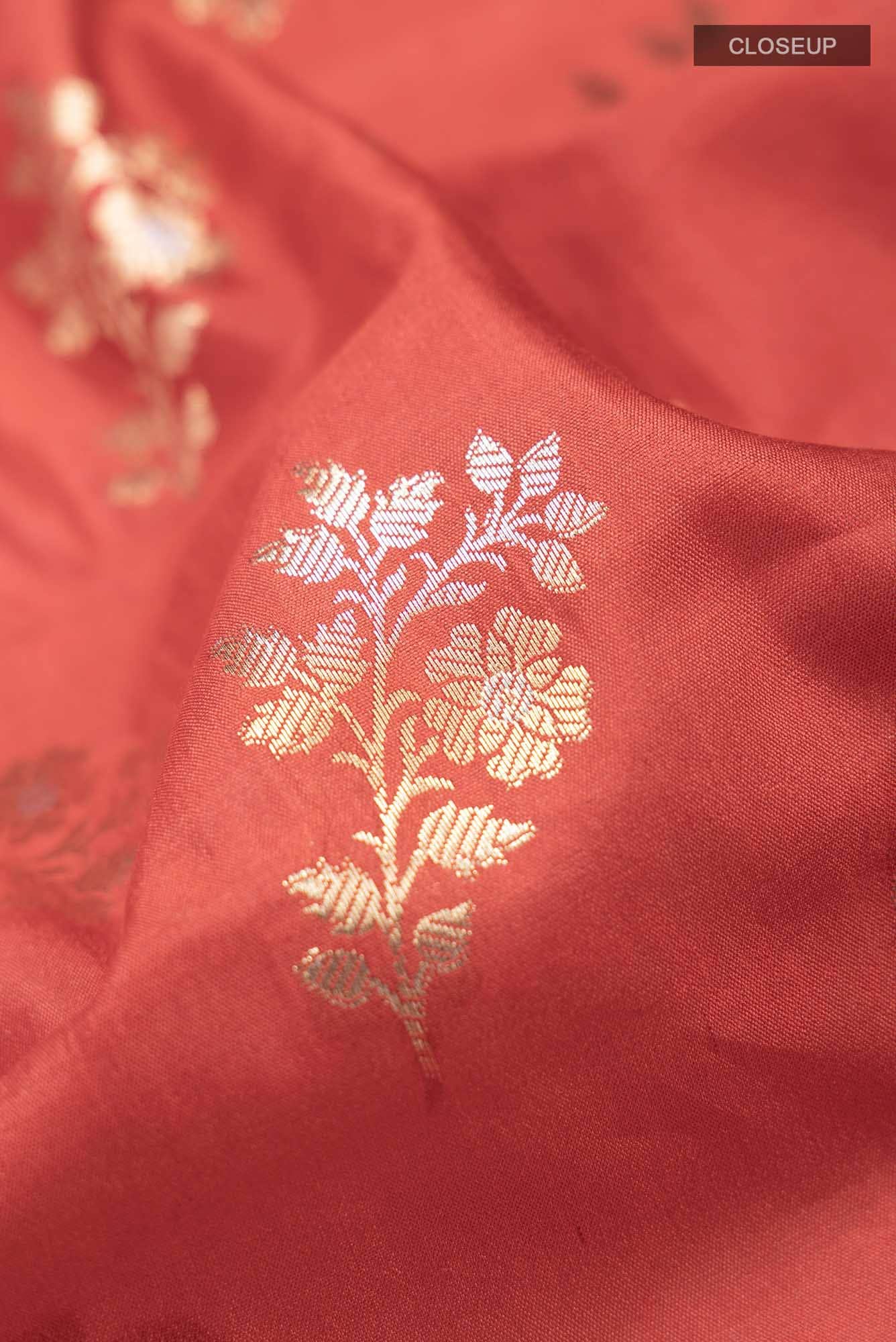 Red Banarasi Raw Silk Saree