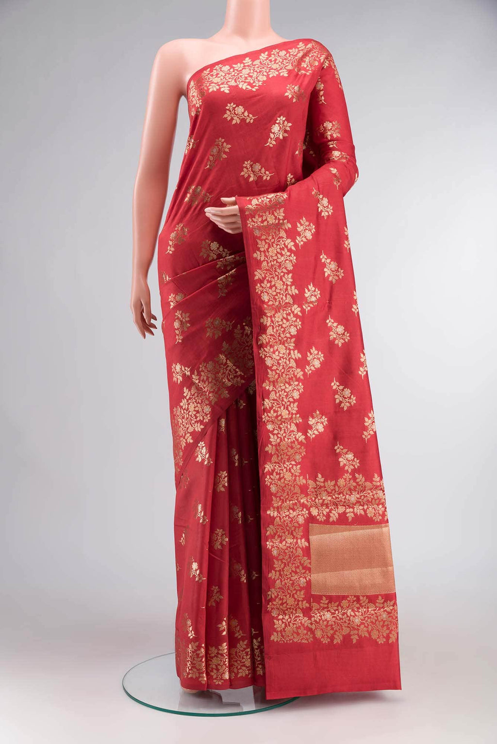 Red Banarasi Raw Silk Saree