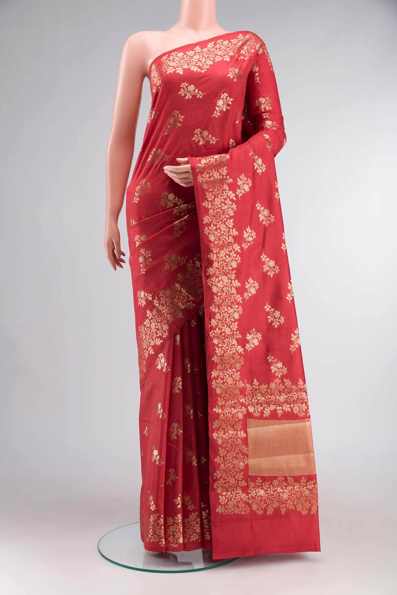 Red Banarasi Raw Silk Saree