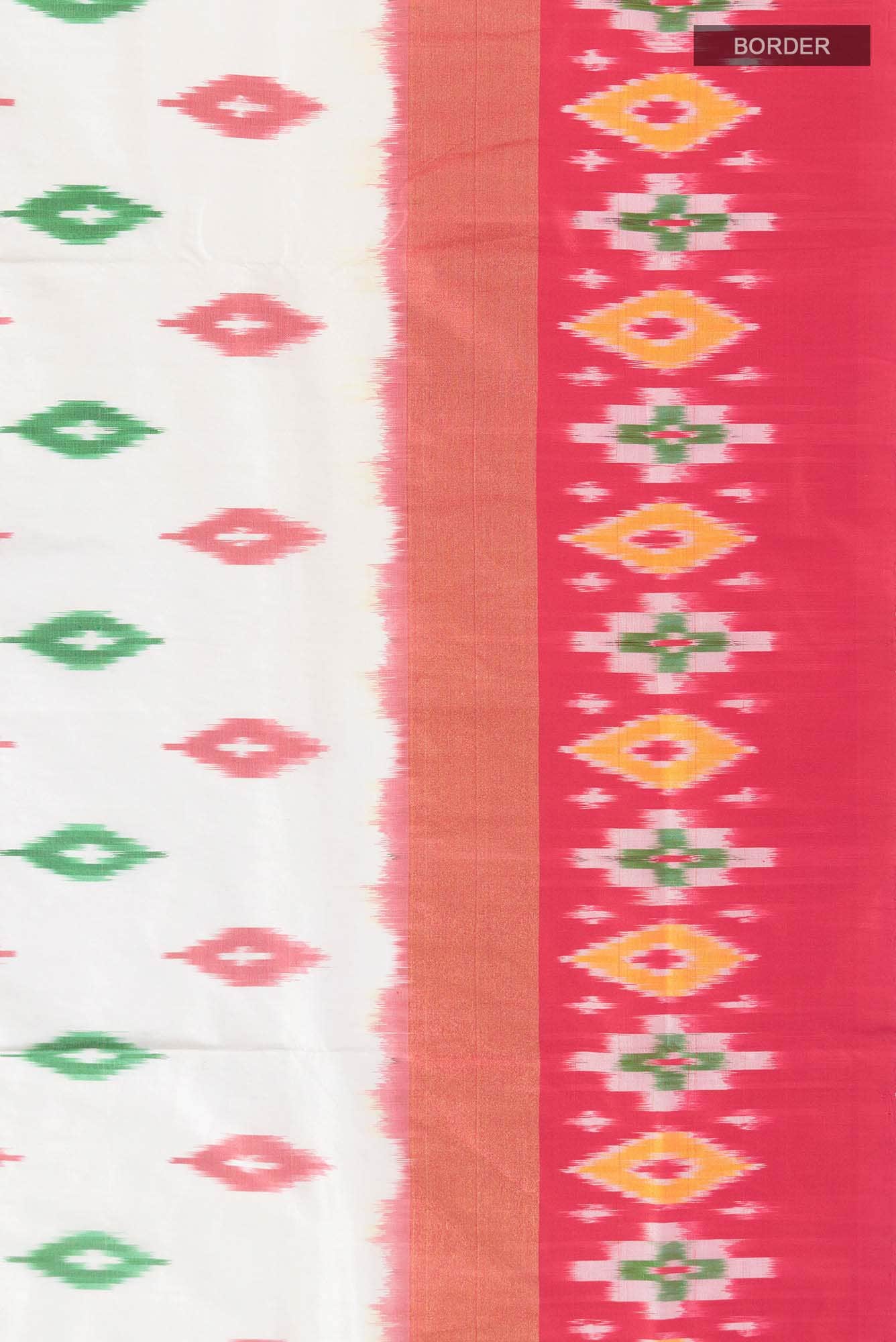 Cream Pochampally Silk Saree