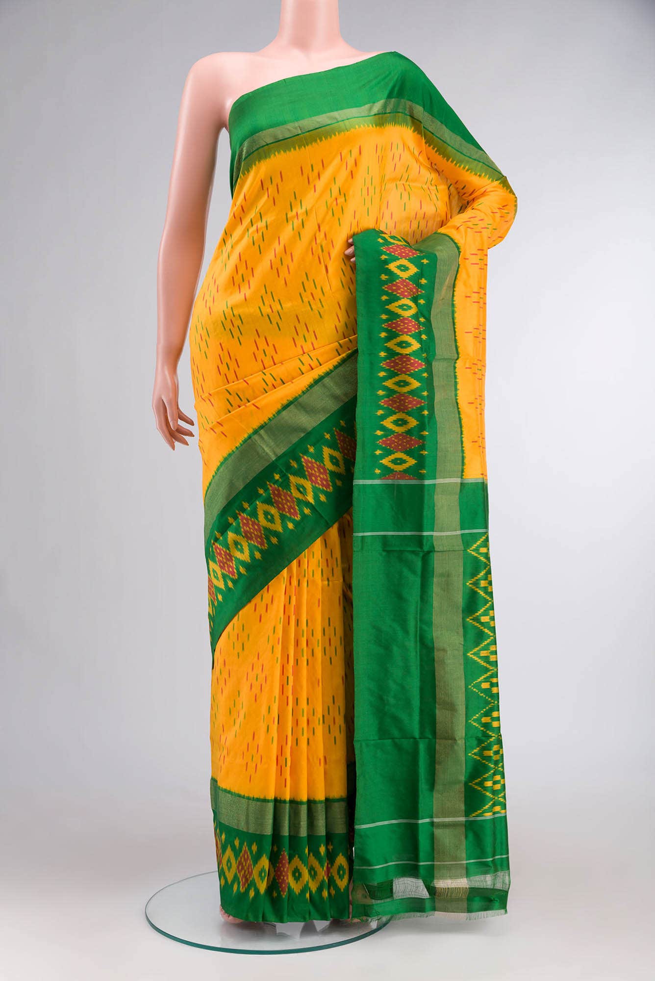 Yellow Pochampally Silk Saree