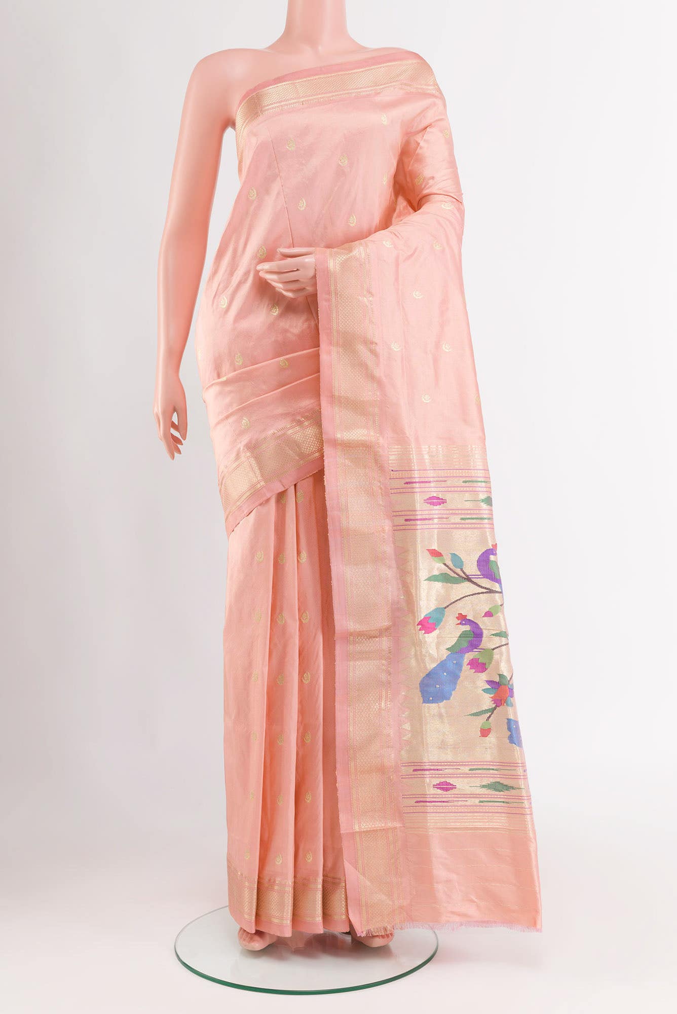 Rose pink Paithani Silk Saree
