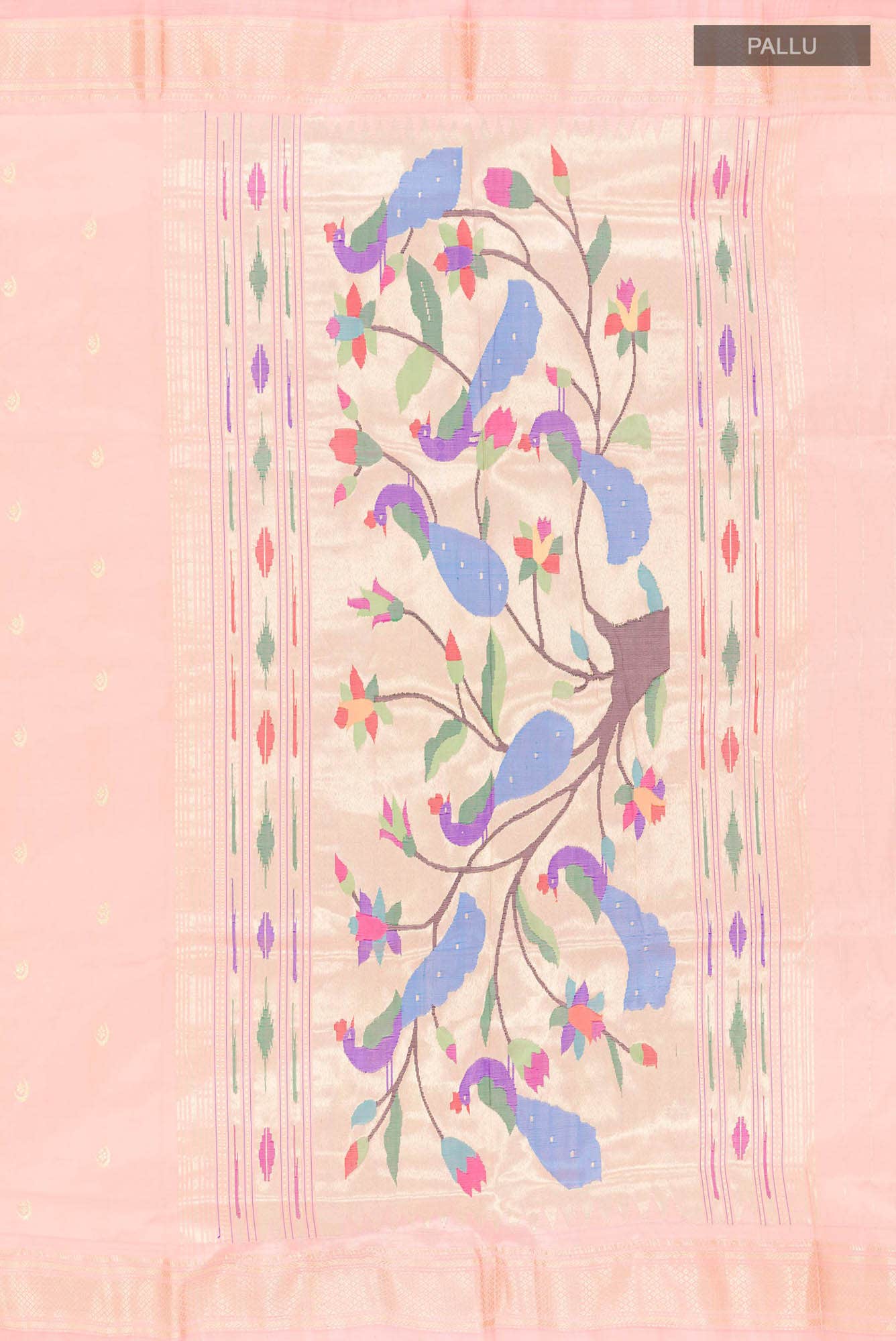 Rose pink Paithani Silk Saree
