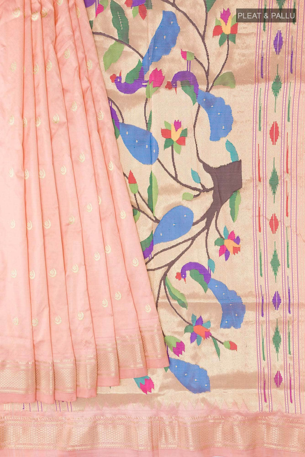 Rose pink Paithani Silk Saree